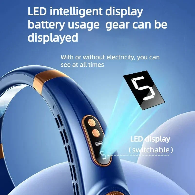 Portable Neck Fan,Hands Free Bladeless Fan with LED 4 Cooling Plate,Personal Fan