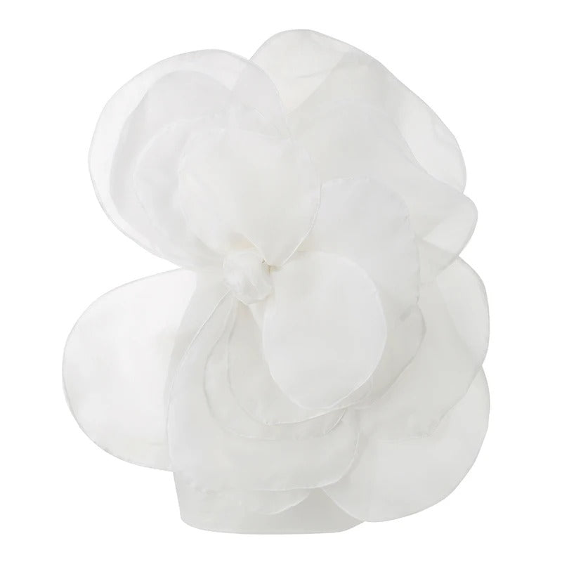 New Style White Oblique Shoulder Decorative Flower Dress