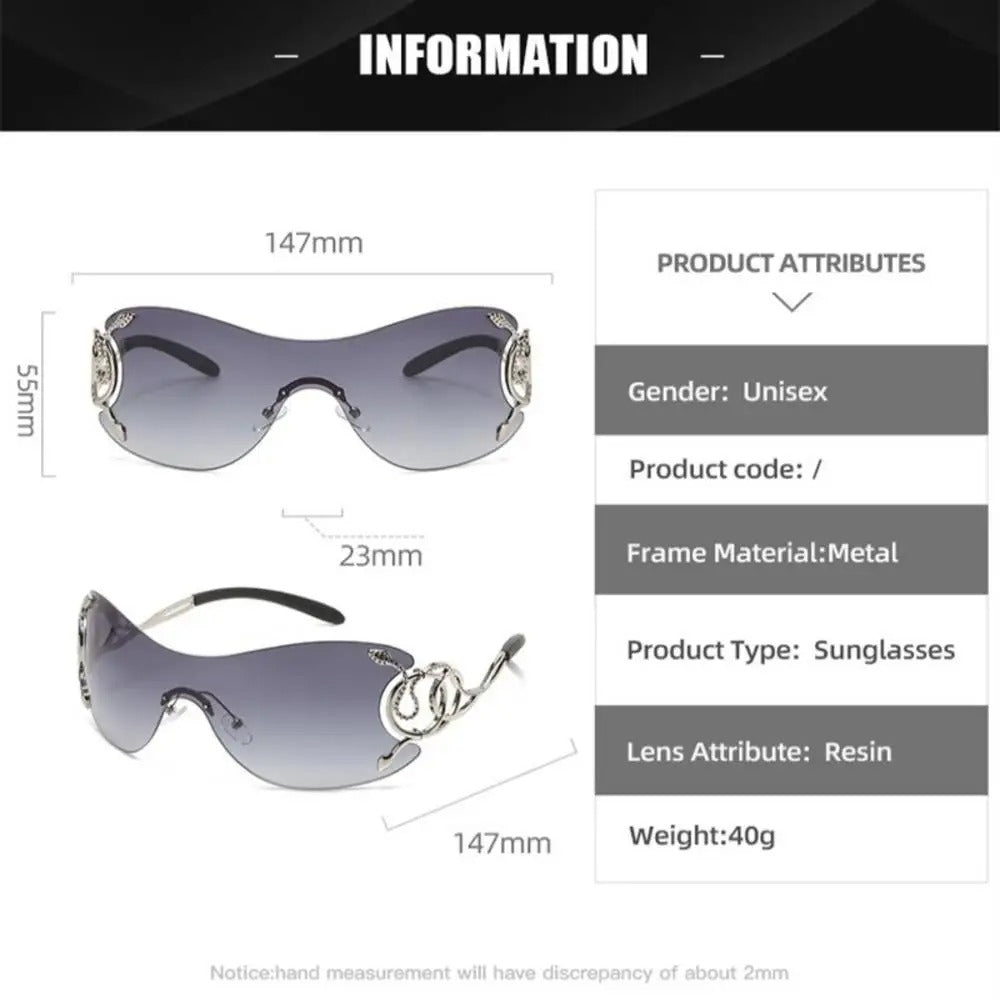 Rimless Sunglasses Women Stylish Gradient Lens