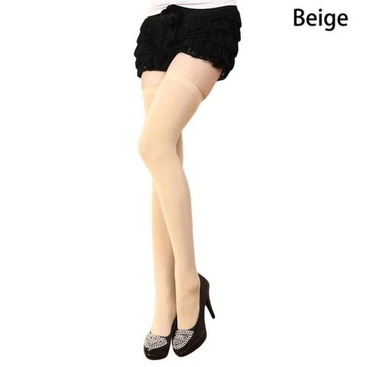 Sexy Black White Solid Color Long Socks Women
