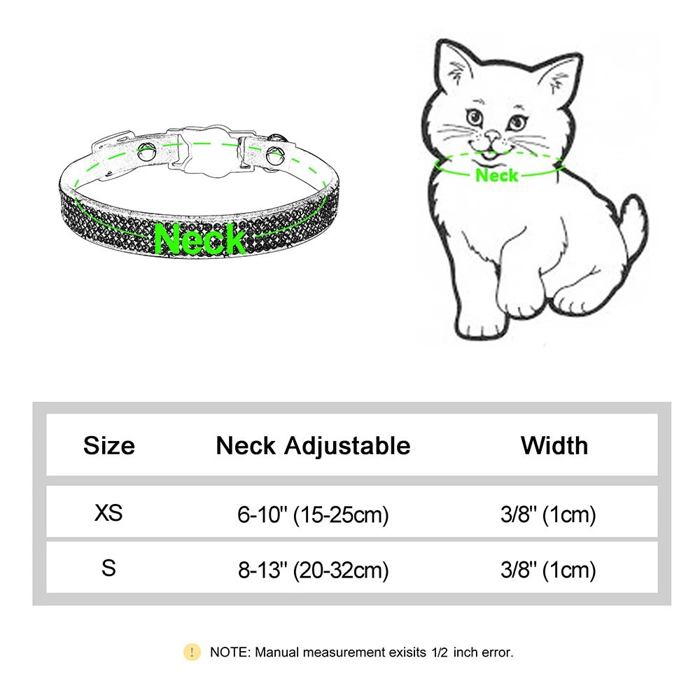 Soft Suede Leather Cat Collar Bling Rhinestone Cats Collars