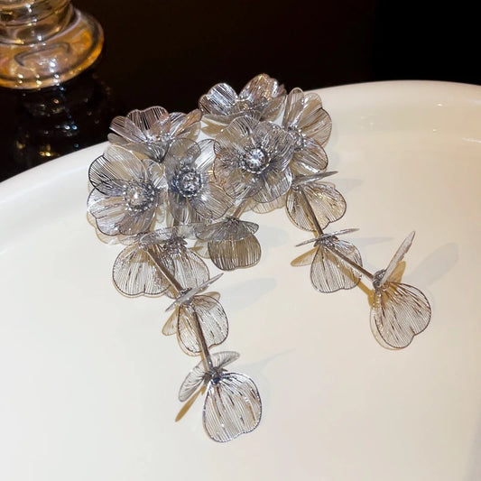 Vintage Gold-color Big Flower Drop Earrings For Women