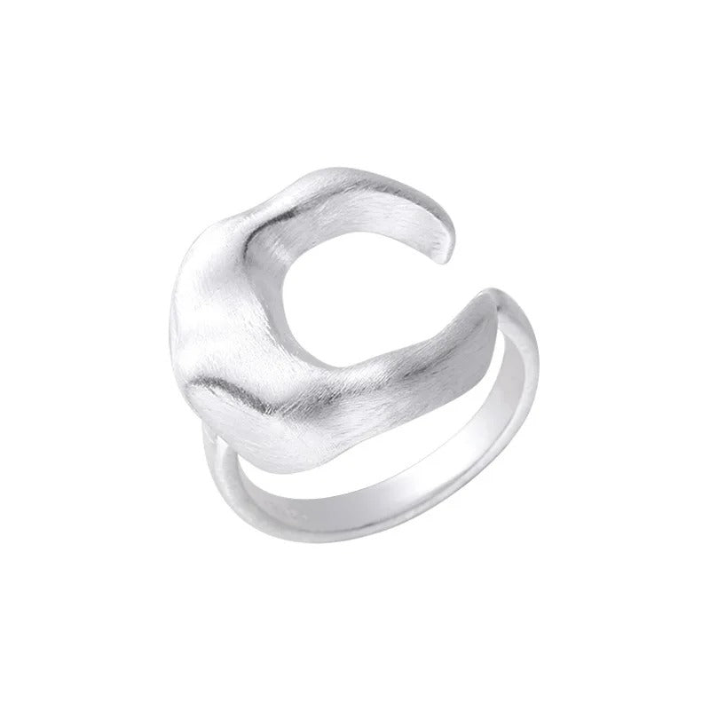 Matte Frosted Crescent Moon Cuff Finger Rings For Women