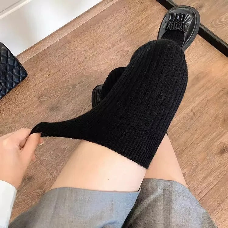 Wool Socks Woman Autumn/Winter Solid Color Thigh High