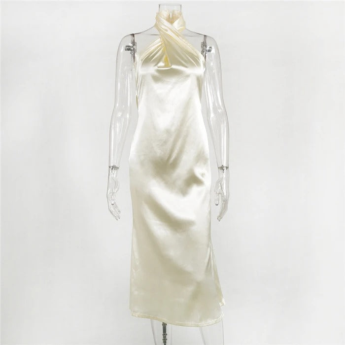 Fashion Woman's Sexy Temperament Shiny Solid Color Sleeveless