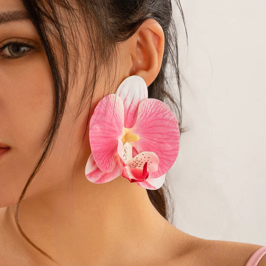 Classic Pink Butterfly Orchid Pendant Earrings