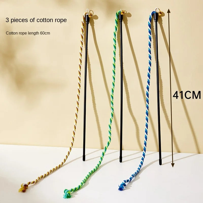 Simulation Feather Interactive Cat Toy Satin Ribbon