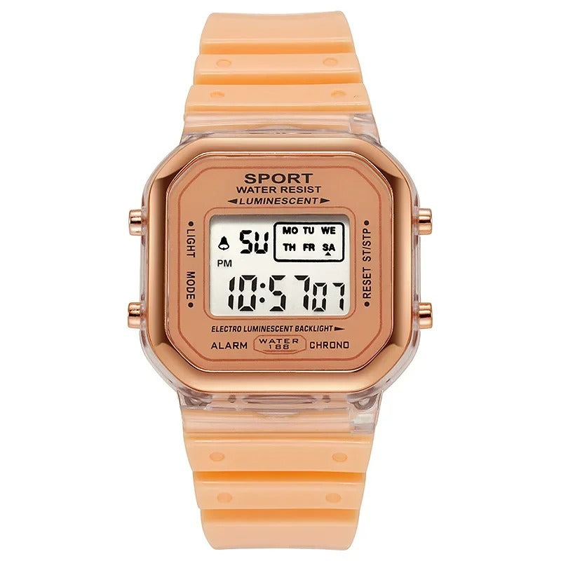 Fashion Brand Student Transparent Electronic Watch