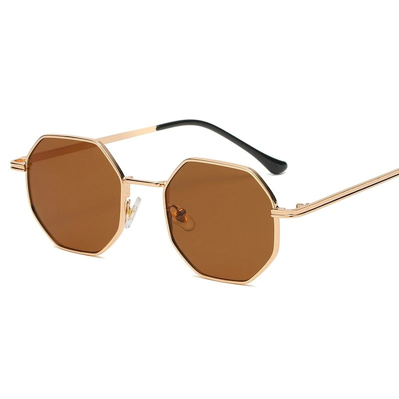 Polygon Metal Sunglasses Vintage Frame For Women