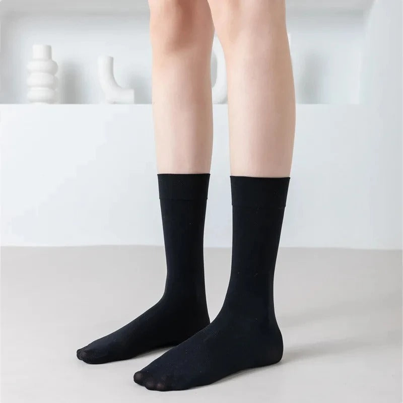 Solid Color Woman Socks Thin Knee High Socks