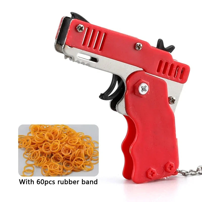 1PCS keychain gun 60 rubber bands rubber band gun Shooting Pistol