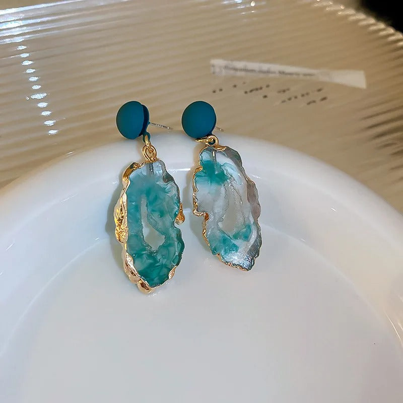 Vintage Emerald Irregular Earrings for Women
