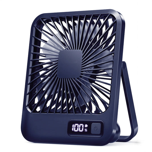 Desk Fan, Portable USB Rechargeable Fan, 180° Tilt Folding Personal Fan With Power Display