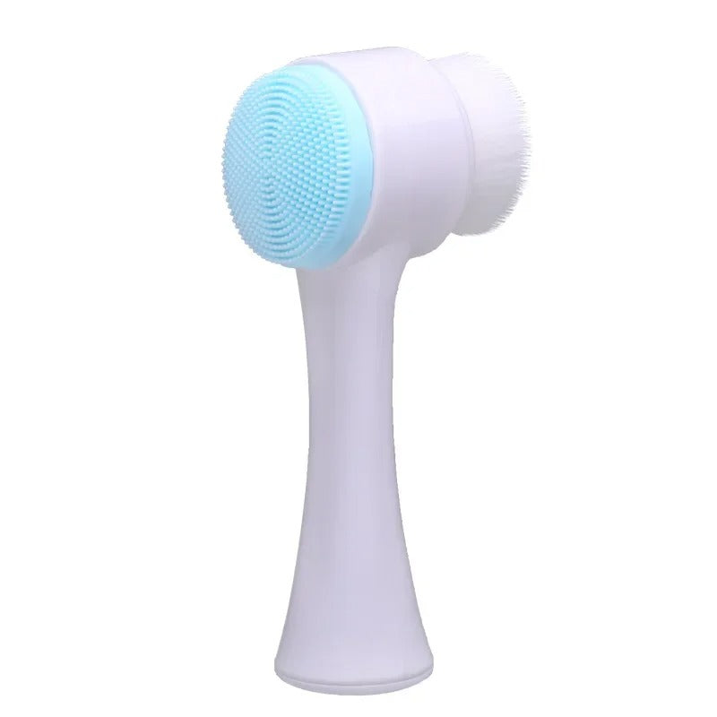 3D double silicone facial cleansing brush manual massage facial brush