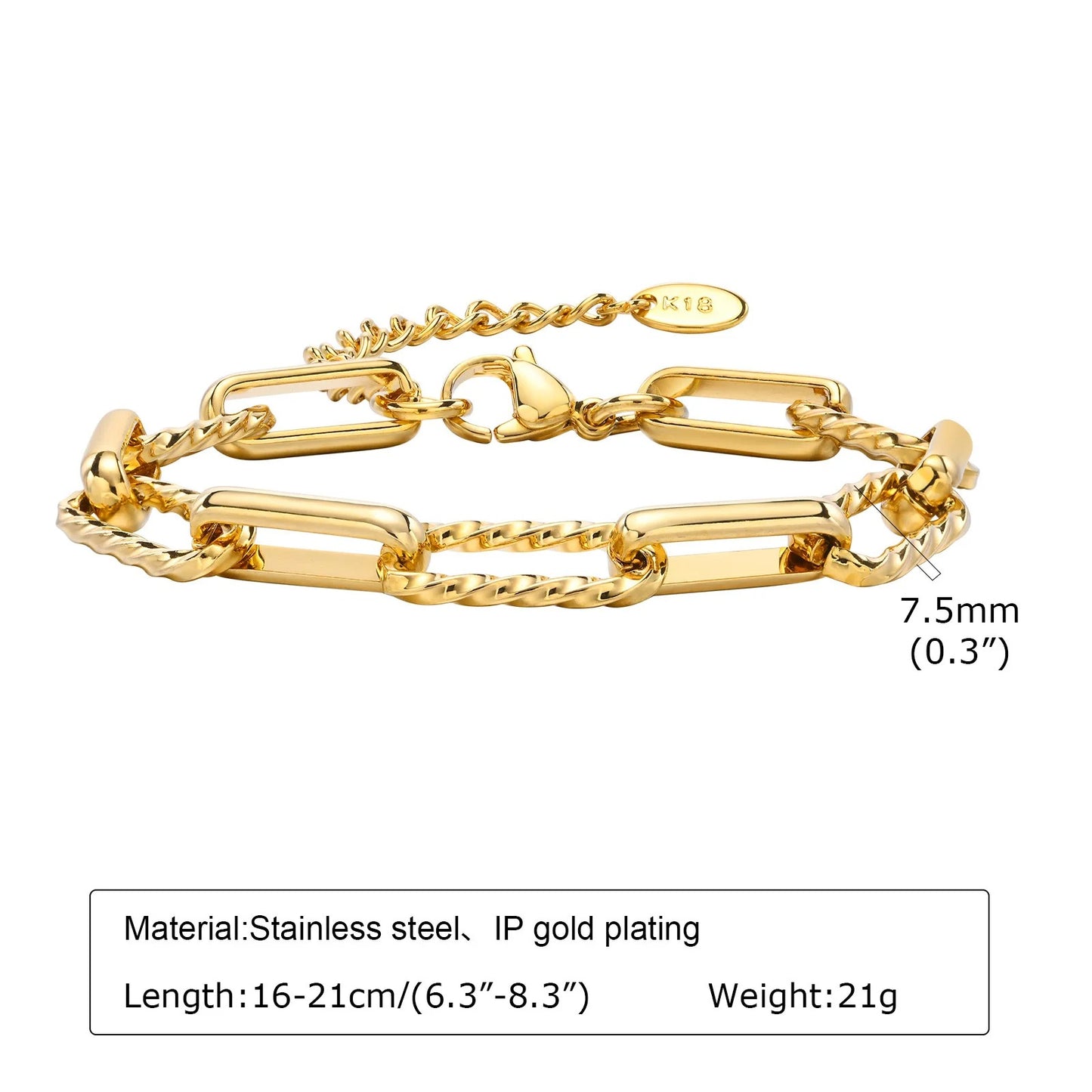 Stainless Steel Link Chain Bracelet For Woman