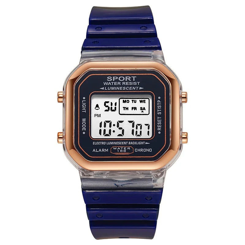 Fashion Brand Student Transparent Electronic Watch