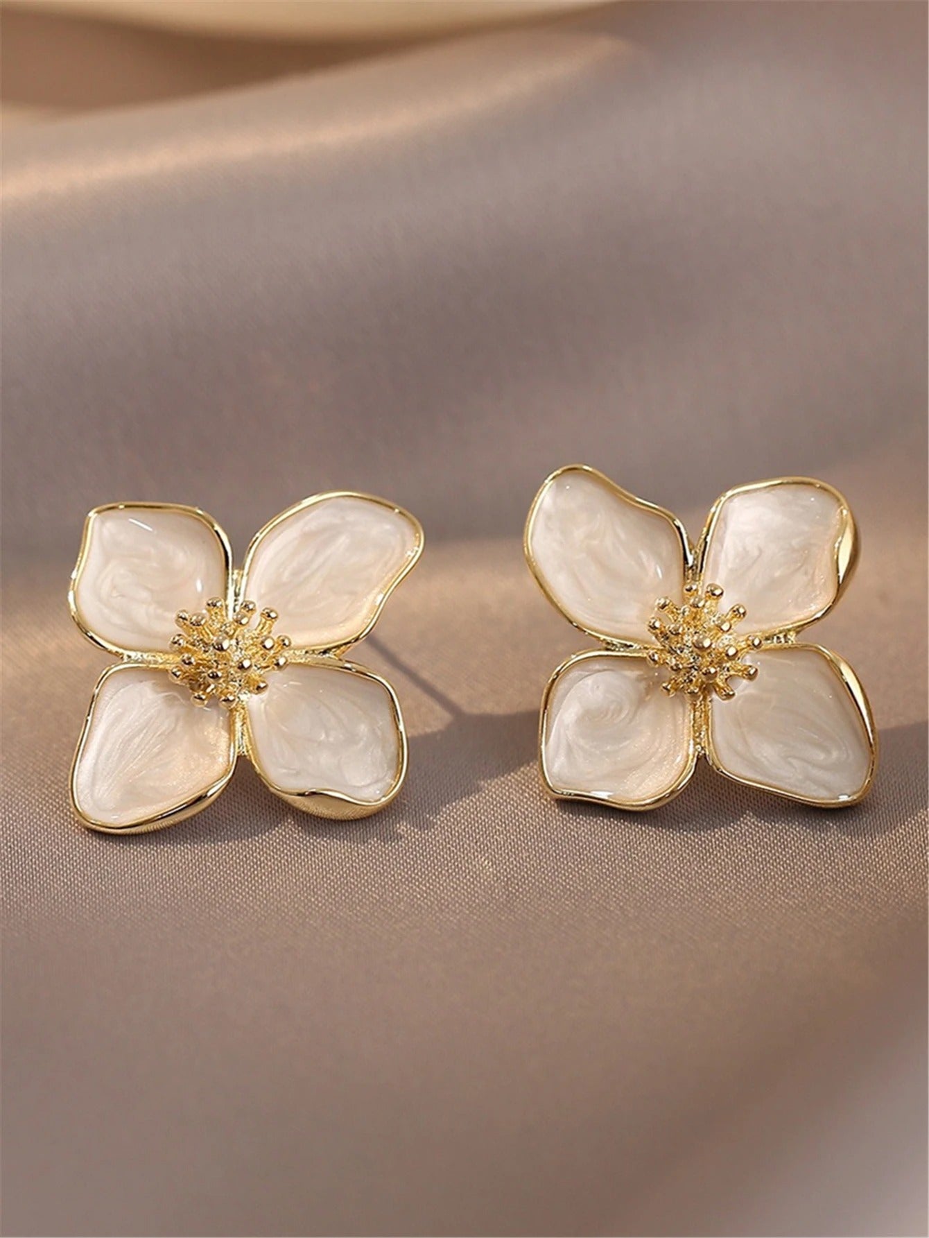 Flower Stud Earrings for Women Girl French Ins Vintage