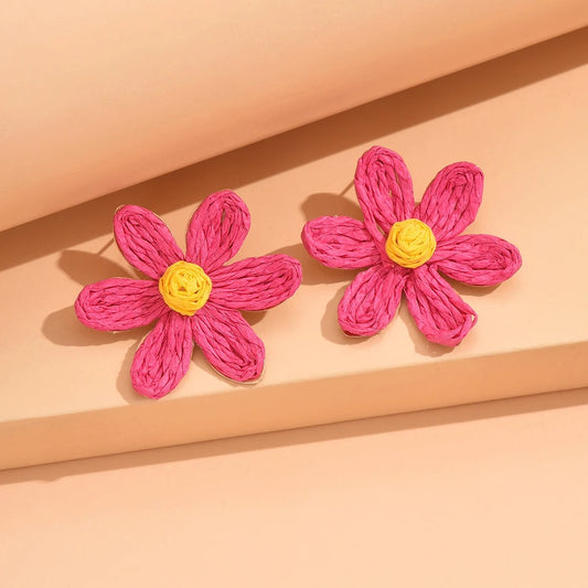 Cute Handmade Woven Sunflower Earrings
