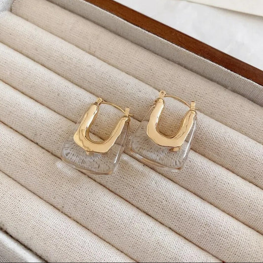 Green Pink Transparent Earrings For Women