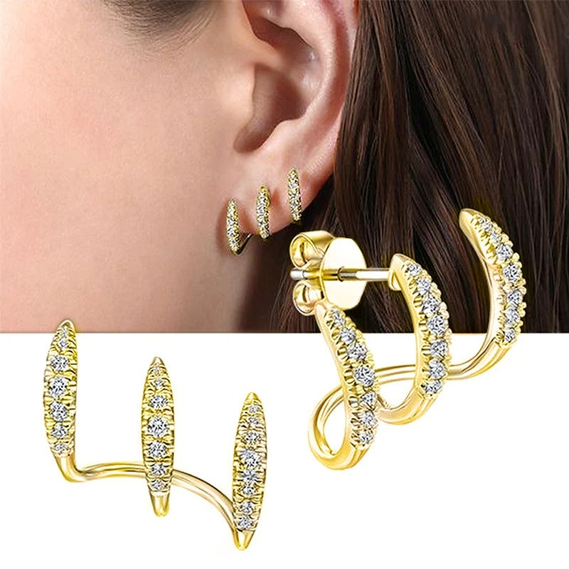 Silver Color Claws Stud Earrings with Crystal