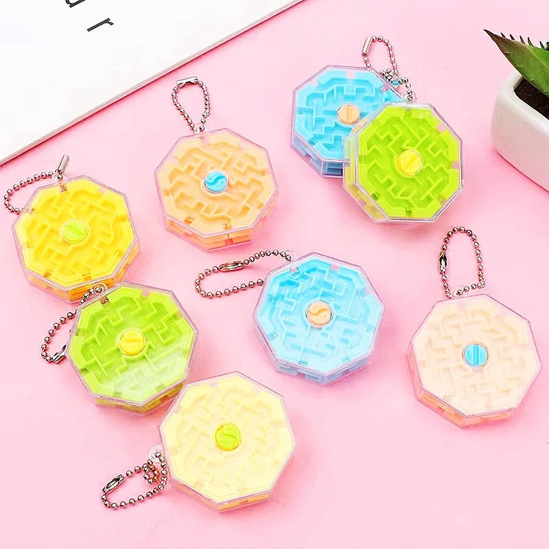 12PC with Keychain Rolling Ball 3D Maze Toys