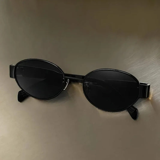 Retro Metal Frame Pilot Oval Sunglasses Women