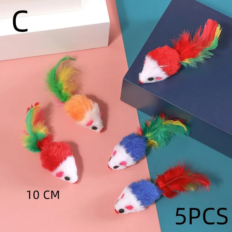5PCS Plush Simulation Mouse Cat Toys