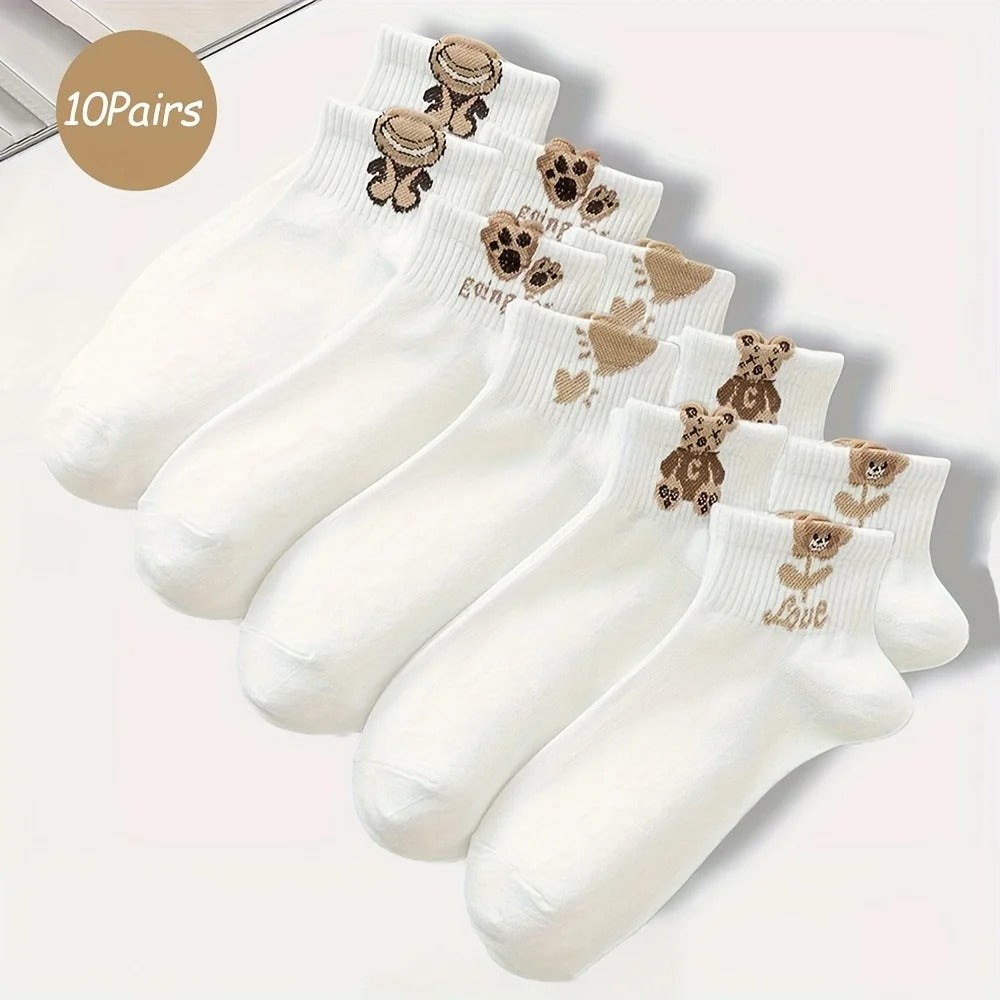 5/10/20 Pairs Women Cartoon Teddy Bear