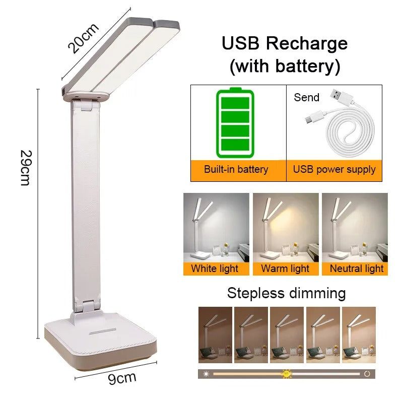 LED Desk Lamp USB Rechargeable Table Lamp