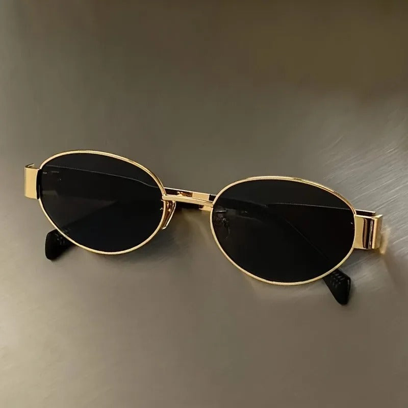 Retro Metal Frame Pilot Oval Sunglasses Women