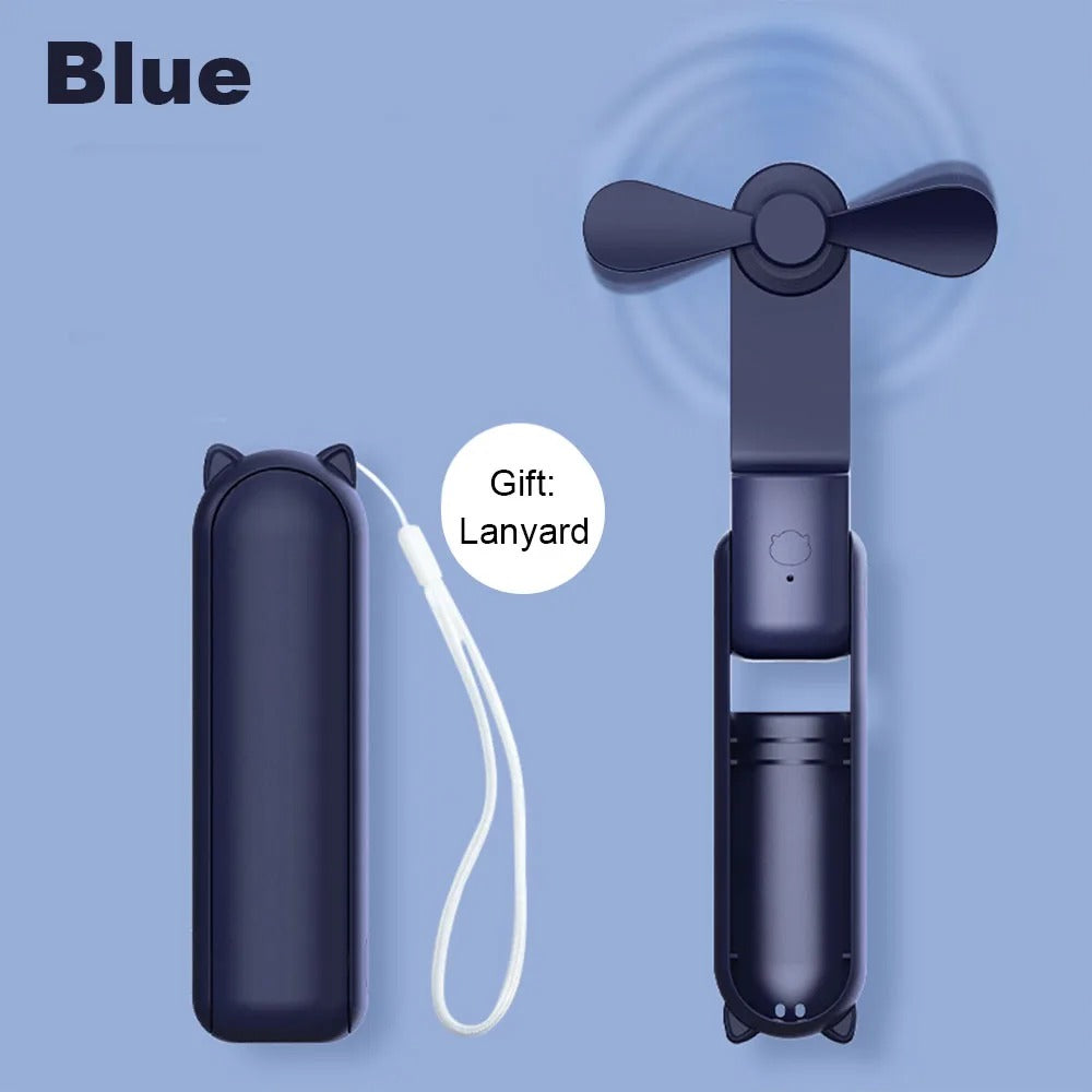 Portable Mini Handheld Fan Small Pocket Fan USB Rechargeable Battery Fan Folding