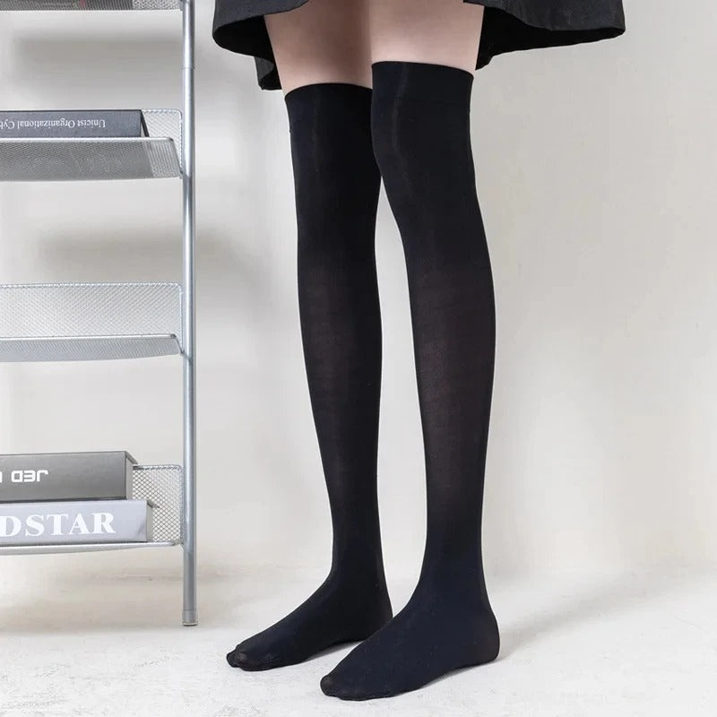 Solid Color Woman Socks Thin Knee High Socks