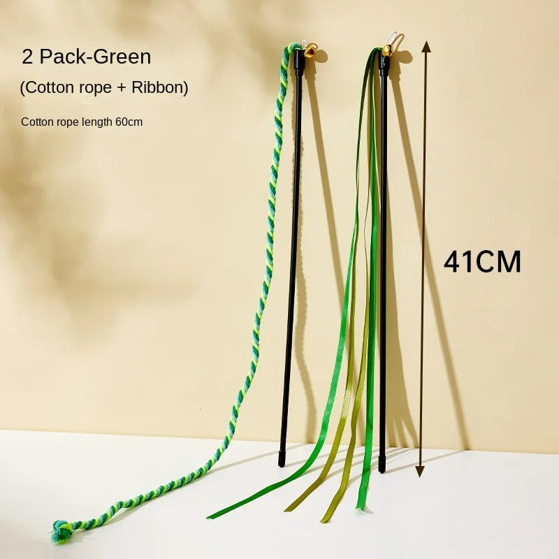 Simulation Feather Interactive Cat Toy Satin Ribbon