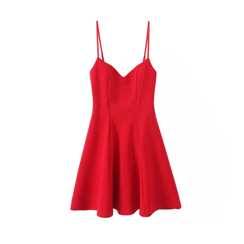 Women Fashion With Sweetheart Neck Mini Dress Adjustable