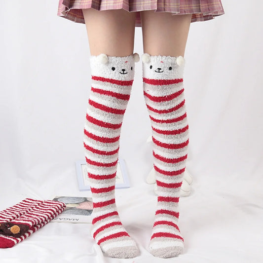 Japanese Girl Animal Modeling Knee Socks Striped