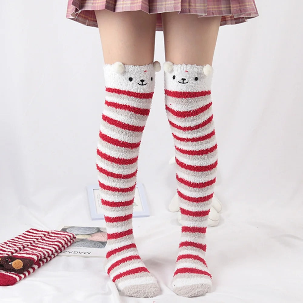 Japanese Girl Animal Modeling Knee Socks Striped