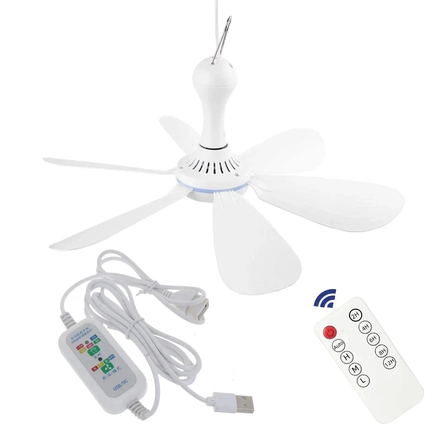 Silent 6 Leaves USB Powered Ceiling Canopy Fan with Remote Control Timing