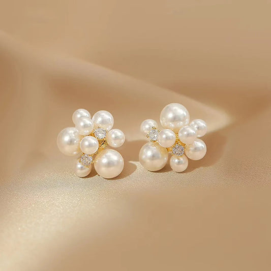 French Imitation Pearl Hoop Earring