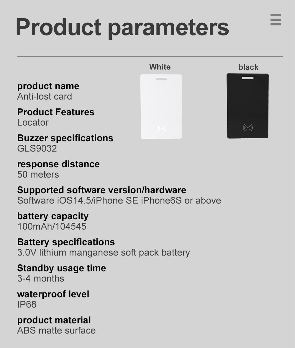 Wallet Tracking Card Ultra-thin GPS Location