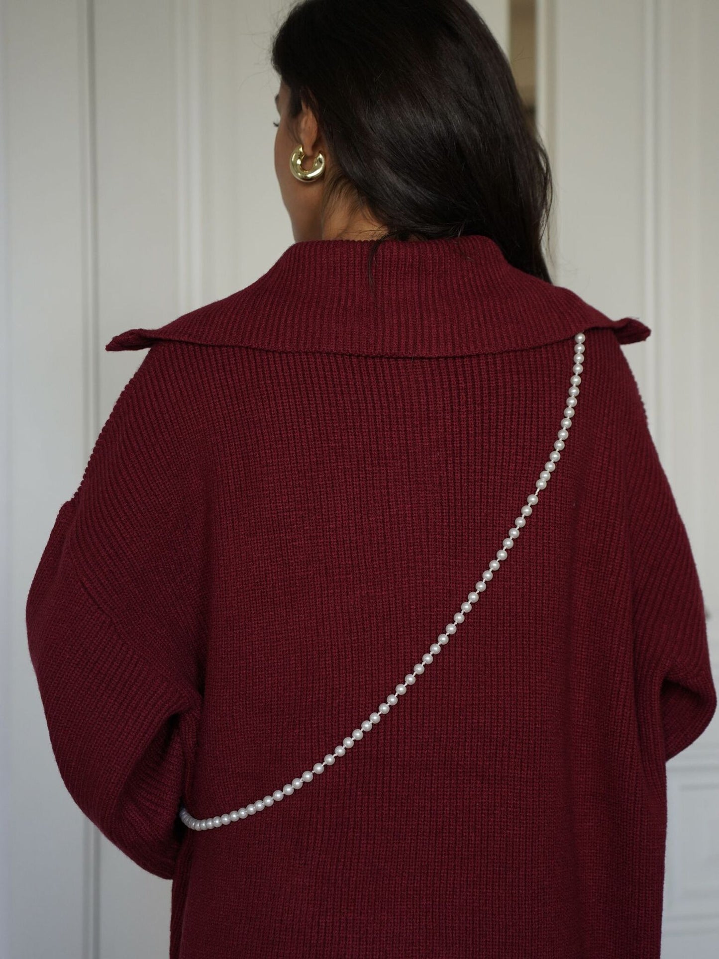 Woolen Suit Solid Color Half Zip Top Two Piece Set