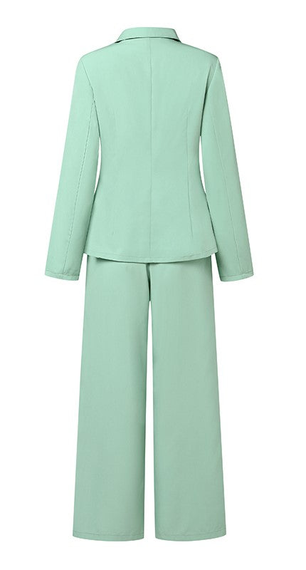 Fashion OL Tracksuits 2PCS Long Sleeve Lapel Neck Blazer