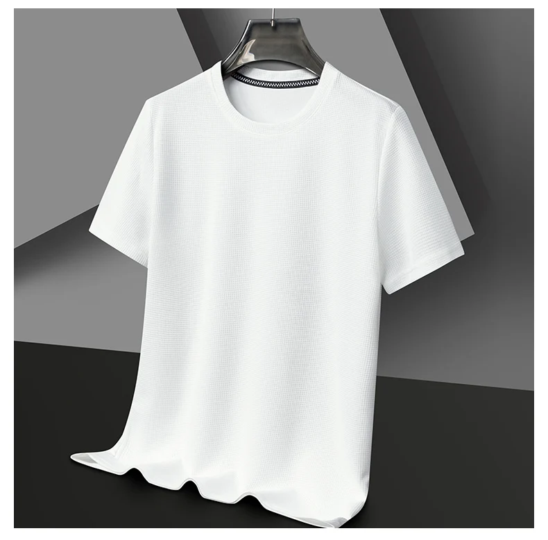 New Summer Waffle Round Neck Short Sleeved T-shirt for Men