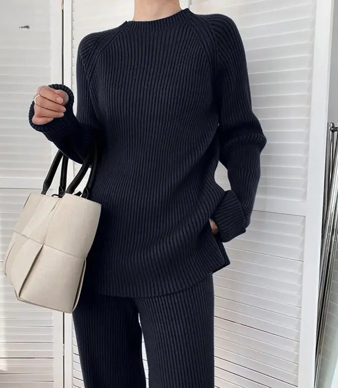 Women Casual Solid Tracksuit  Vintage Loose Matching Sets