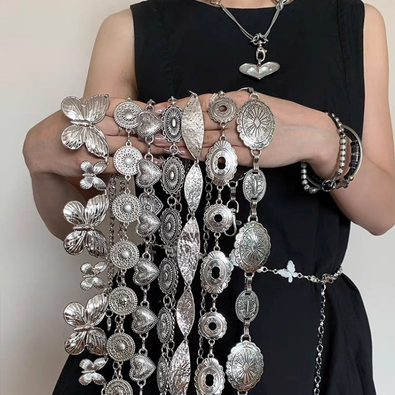 Silver Retro Waist Chain Accessory Metal Chain