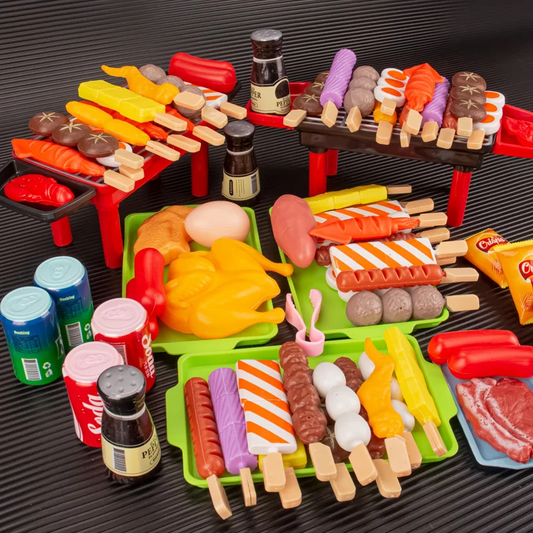 Kids Barbecue Food Set Kitchen Pretend Play Cooking Toys