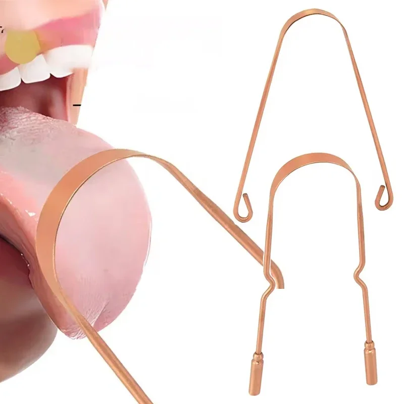 1PCS Pure Copper Tongue Scraper Oral Cleaner