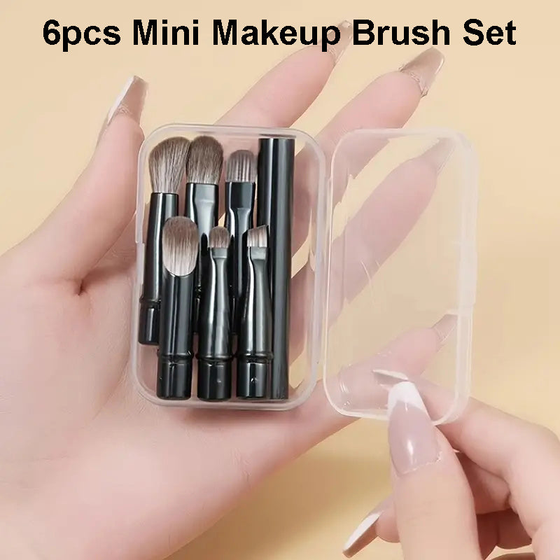 6Pcs Mini Travel Makeup Brushes Set with Box Portable Cosmetic