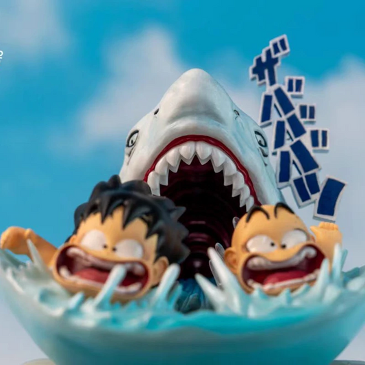 Anime Dragon Ball Action Figurine Krillin and Kid Gohan Shark Attack