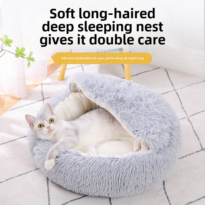 Winter warm shell semi-enclosed cat litter pet cat bed semi-enclosed
