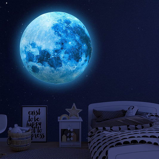 Glow in The Dark Moon Wall Sticker for Kids Baby Room 3D Space Planet Wall